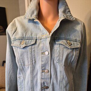 FOREVER 21-Lt. Blue Denim Jacket with western embroidery on back.  Size:  Small